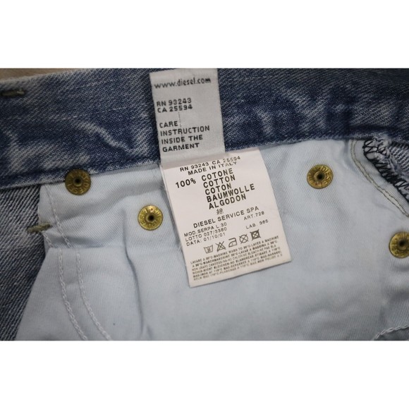 Diesel Serpa Womens Size 27 Light Blue Denim Jeans Bootcut Flare Belted Italy - Picture 8 of 12